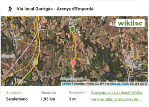 Tram via local Garrigàs - Arenys d'Empordà