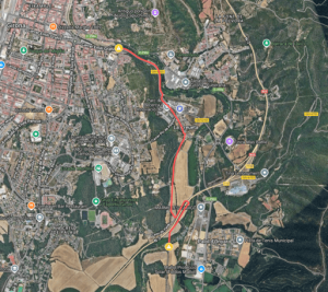 Tram tallat entre la Creueta i Quart