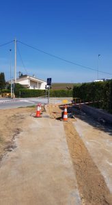 Tram en obres a la rotonda de Riudellots