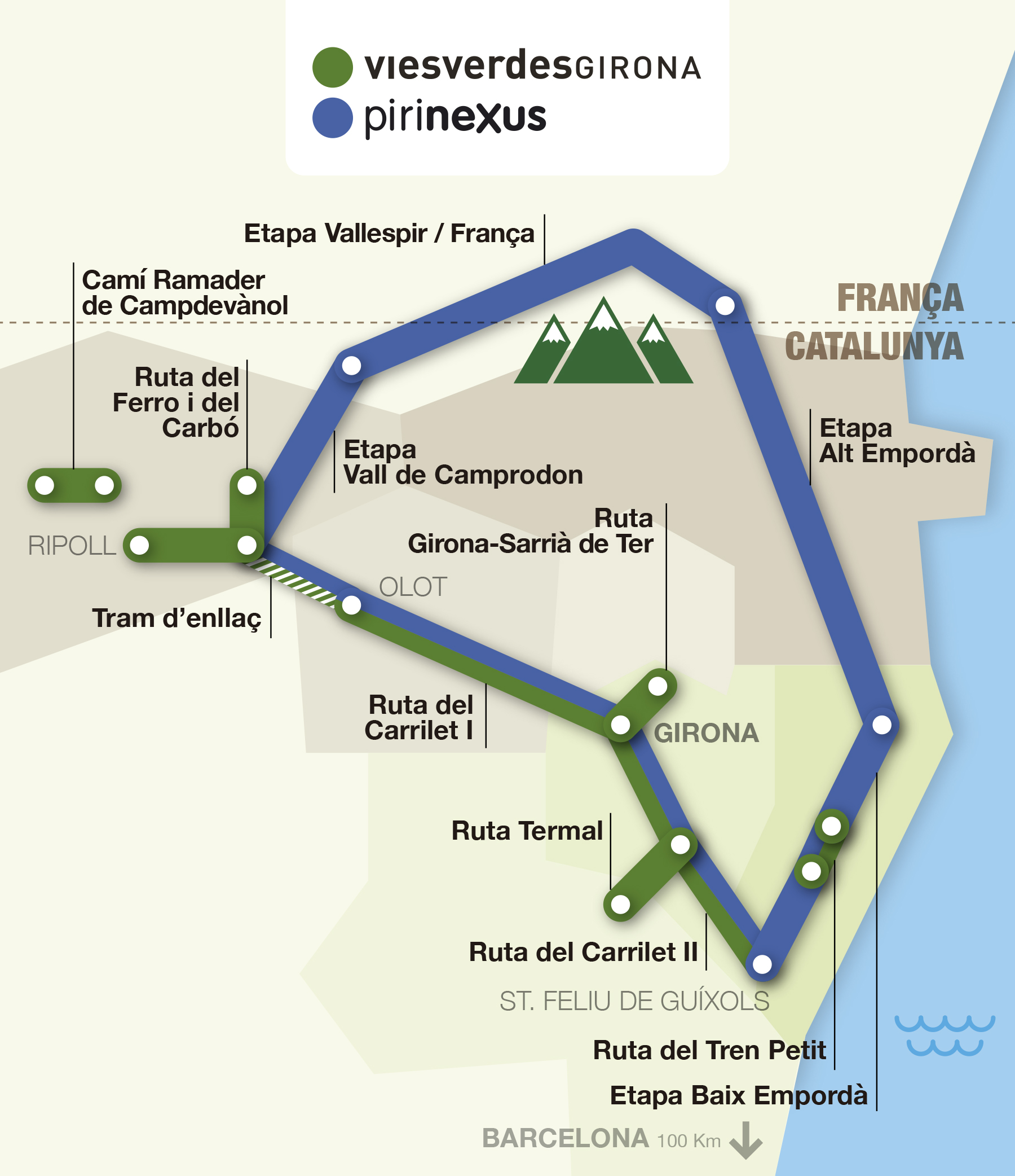 Mapa interactiu de les rutes vies verdes i pirinexus