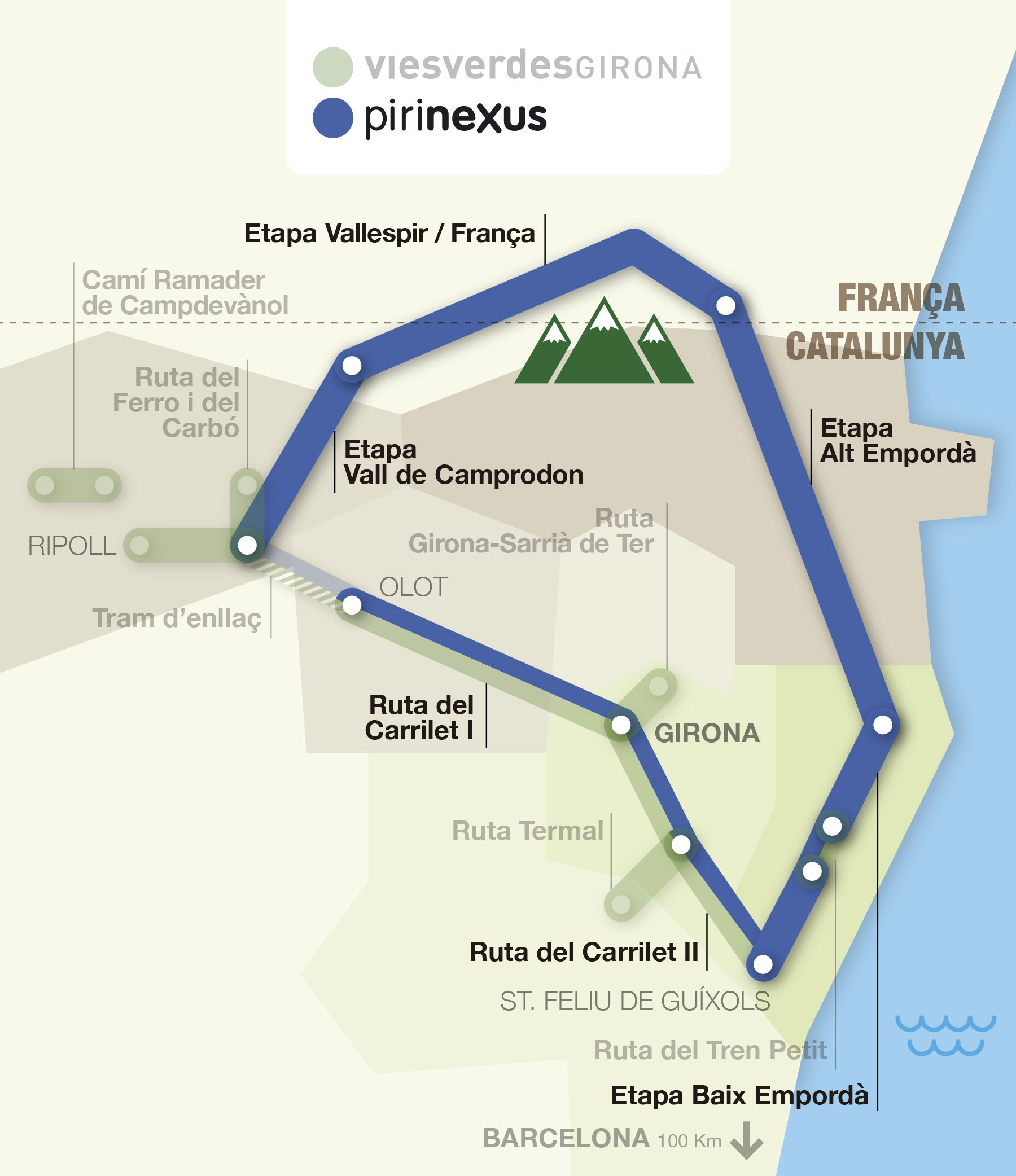 Mapa interactiu de les rutes vies verdes i pirinexus