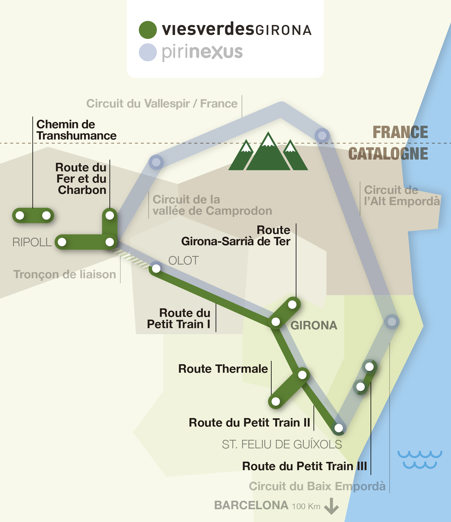 Carte interactive des itinéraires Greenways et Pirinexus