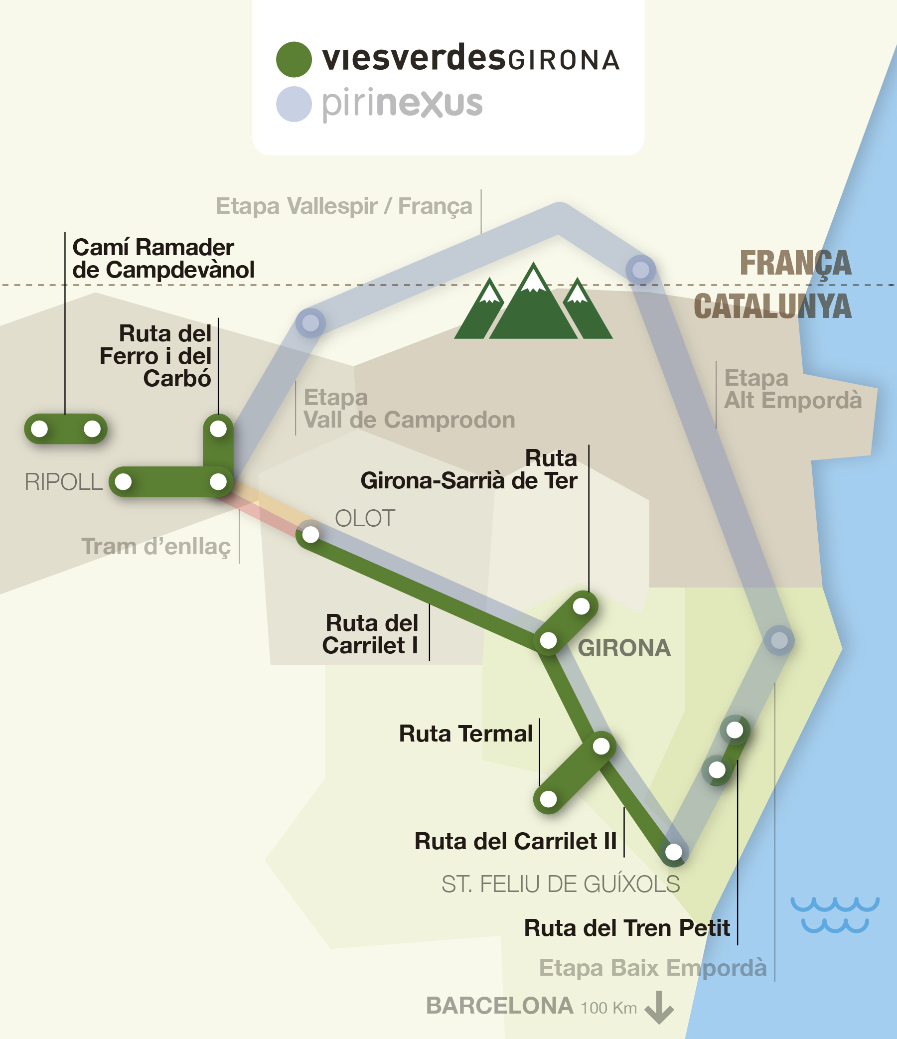 Carte interactive des itinéraires Greenways et Pirinexus