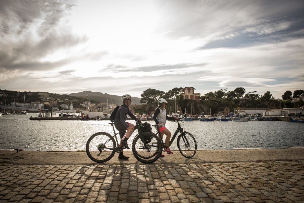 Cyclists in Sant Feliu de Guíxols