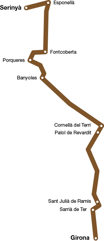 Mapa pobles ruta Tren Pinxo