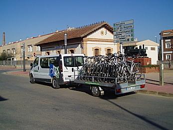 Van with a tow full of bikes