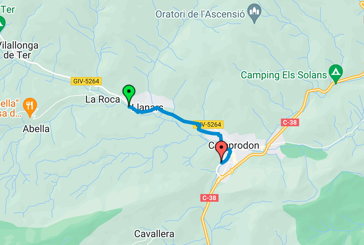 Carte via verda Camprodon - Llanars