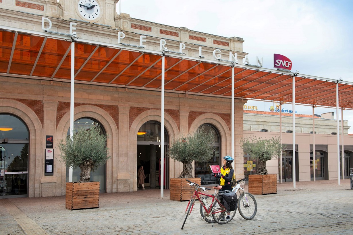 Train station in Perpignan, Bicitranscat project