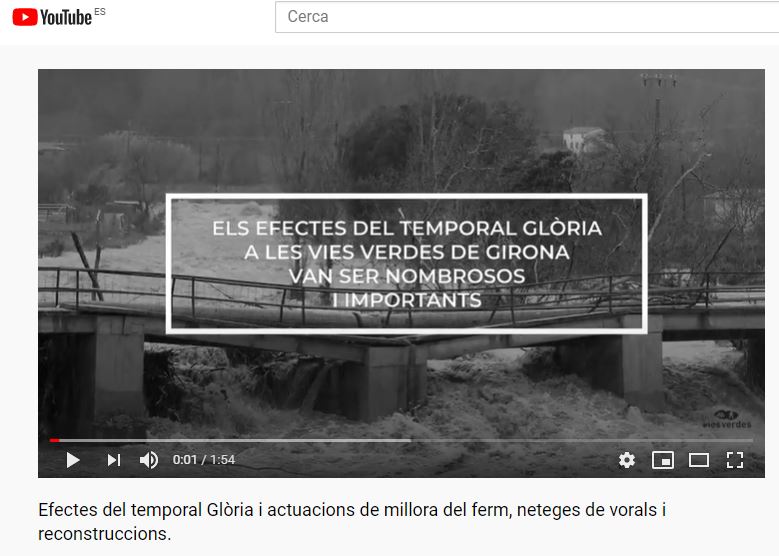 portada del vídeo de los efectos del temporal y reparación en las Vías Verdes de Girona