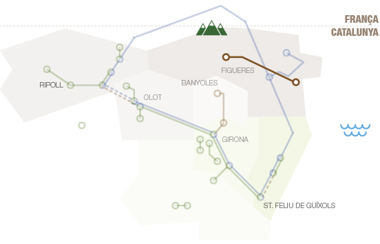 Mapa geogràfic del Camí Natural de La Muga