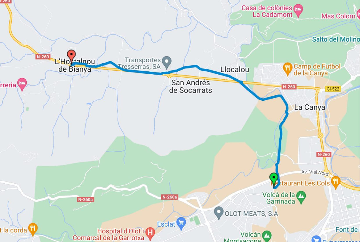 Vall de Bianya greenway map