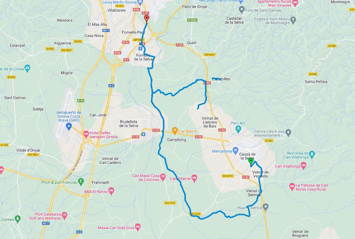 pla gironès sud route greenway map