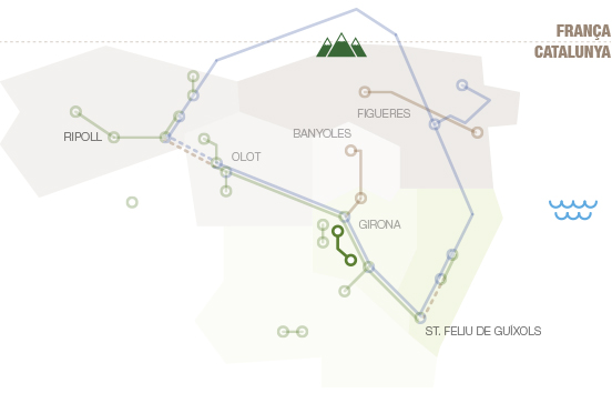 Mapa geogràfic ruta del pla gironès sud