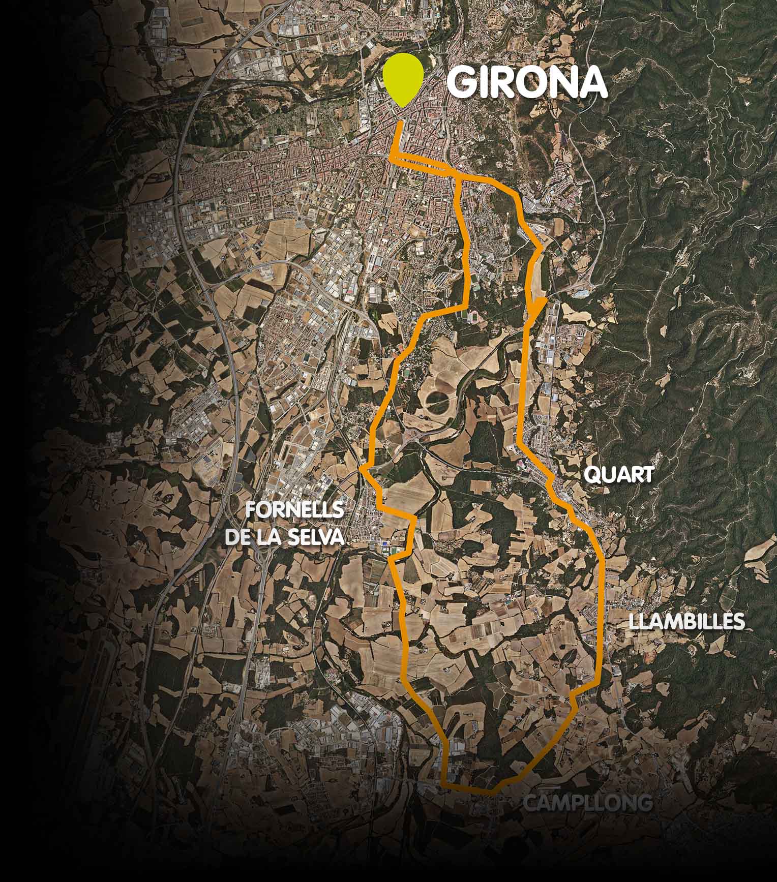 Carte itinéraire circulaire gironès sud 25 km
