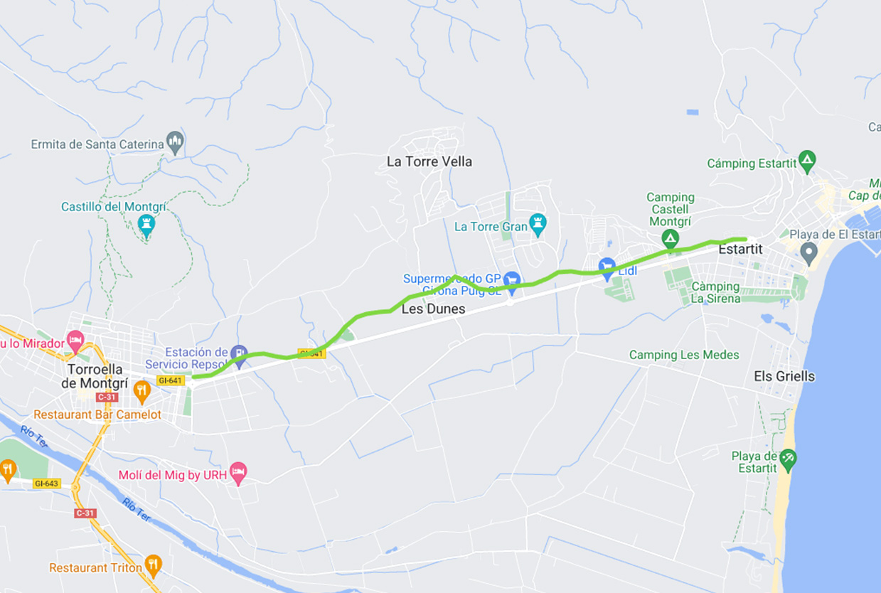 route Map Greenway Camí Vell de l'Estartit